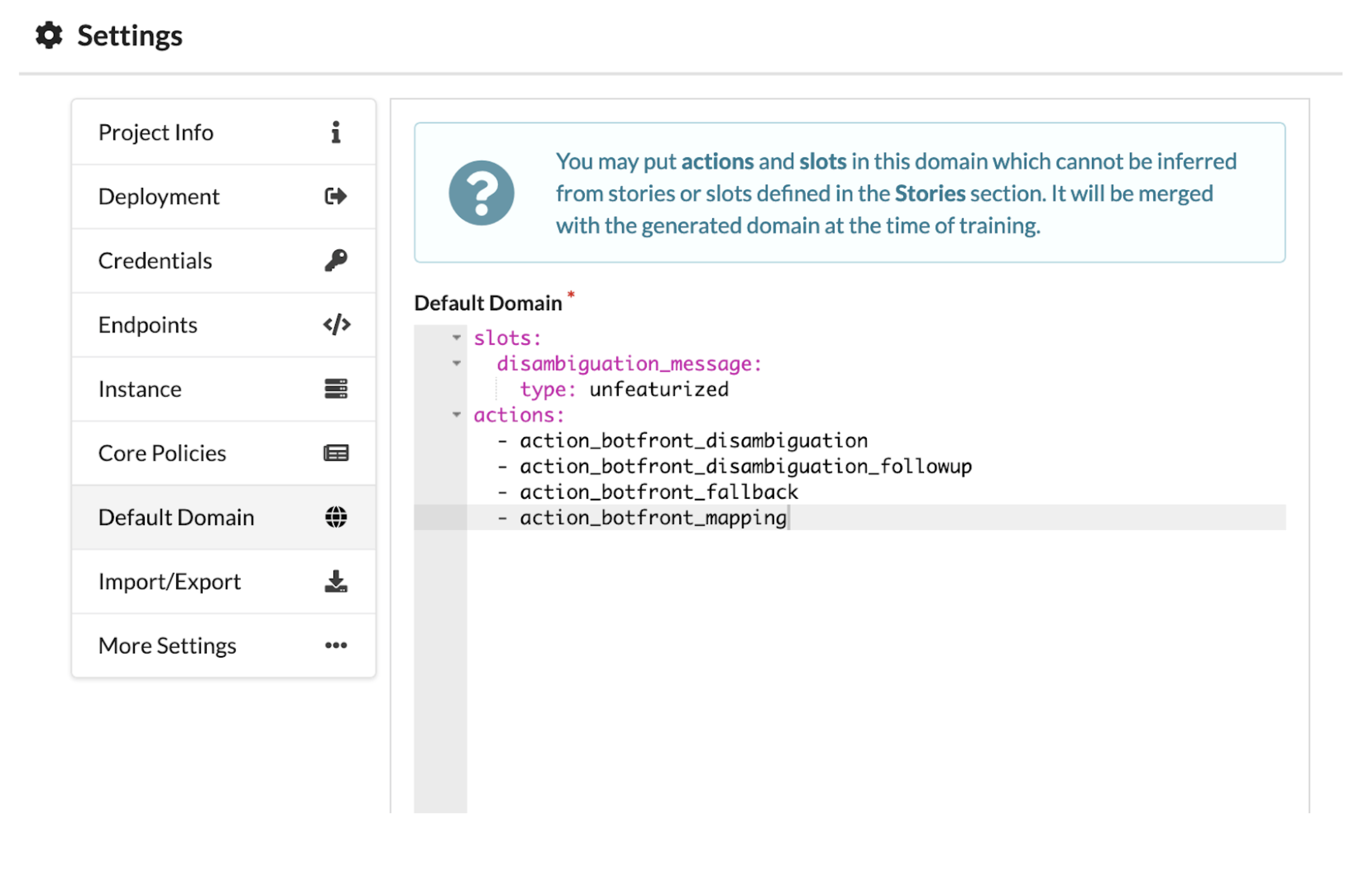 Default domain management